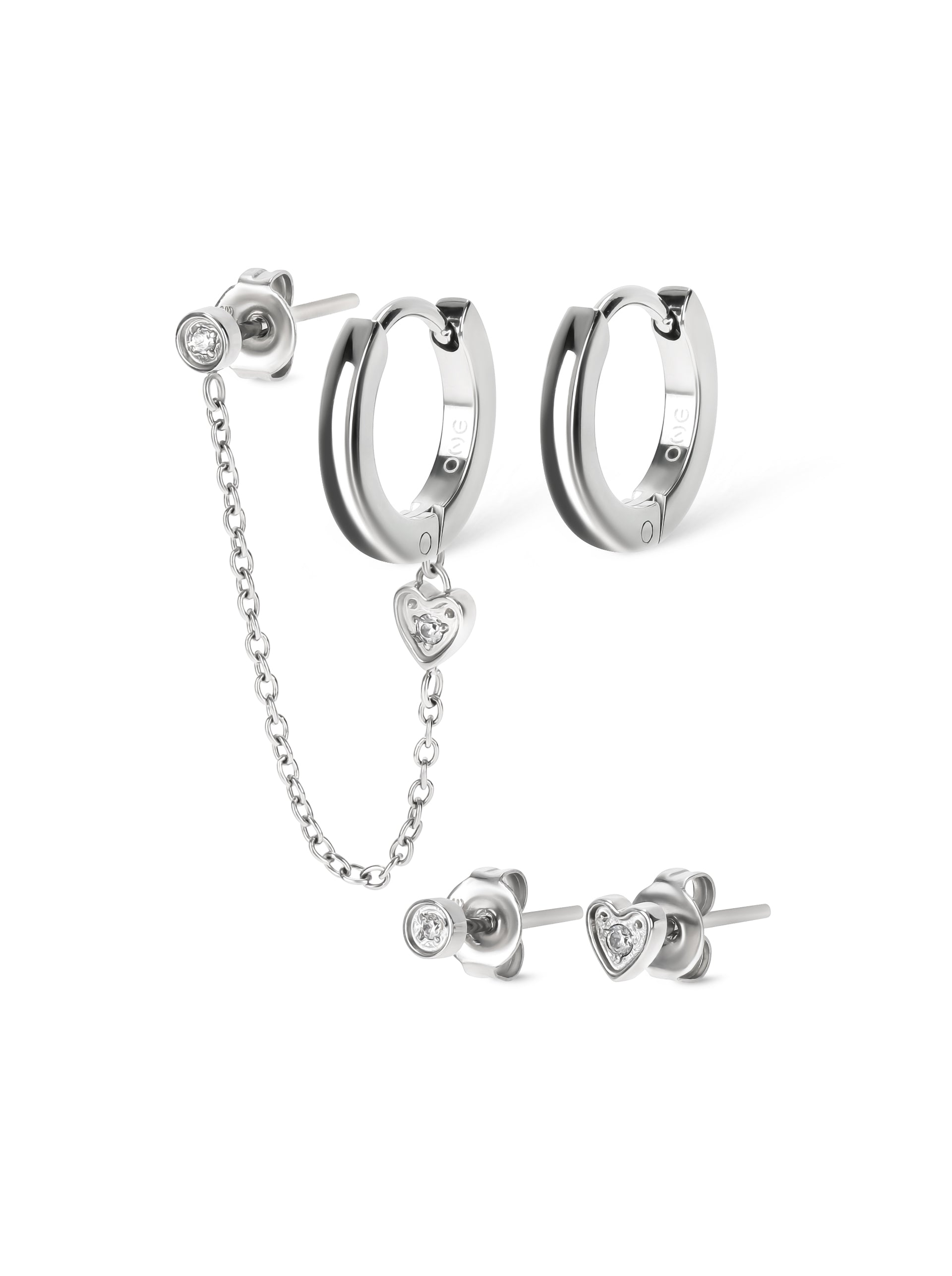 Set de Brincos One Silvery Four - OJSESF03S