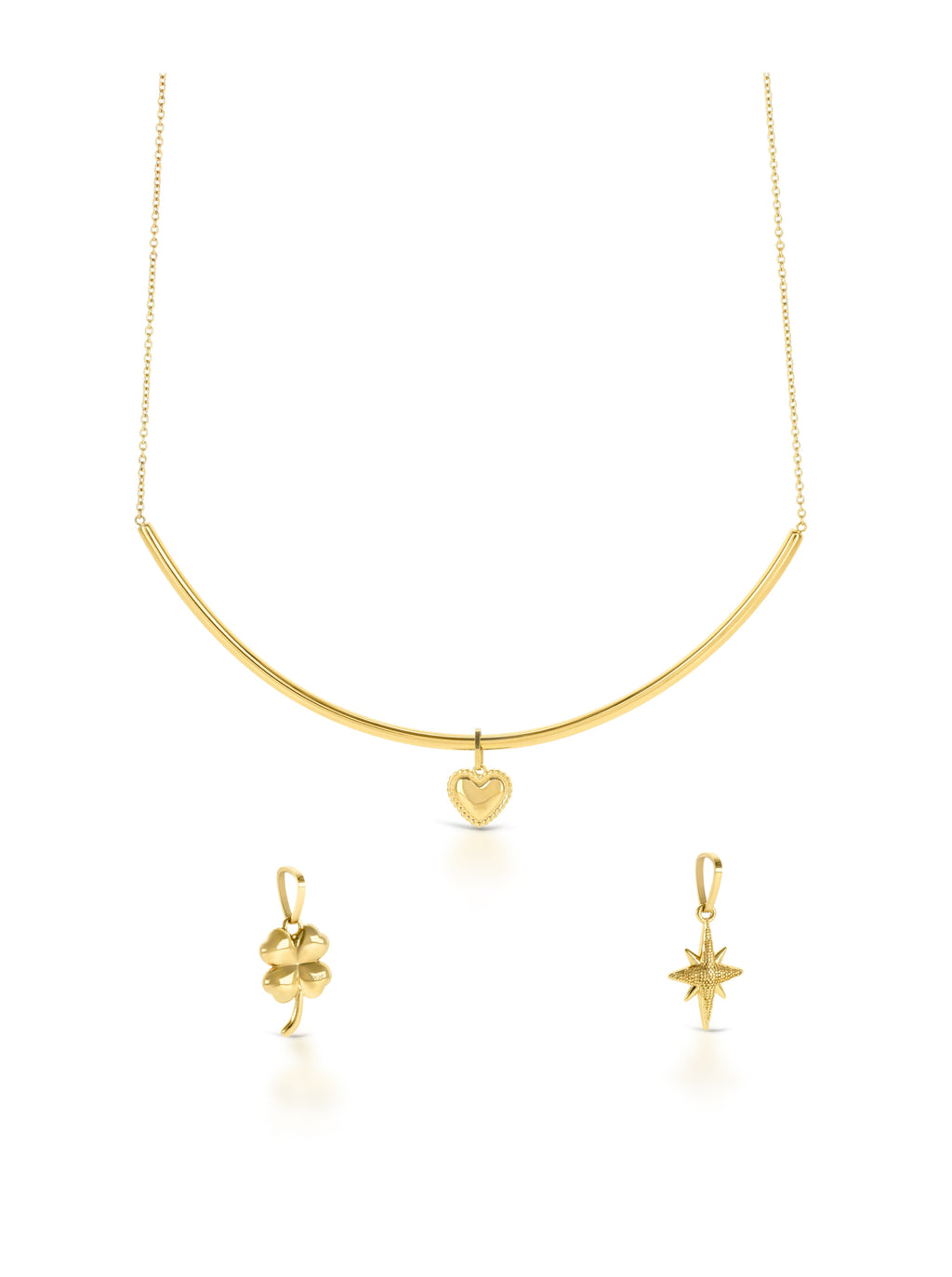 Set Colar & Charmes One Trinity Gold - OJSET01G