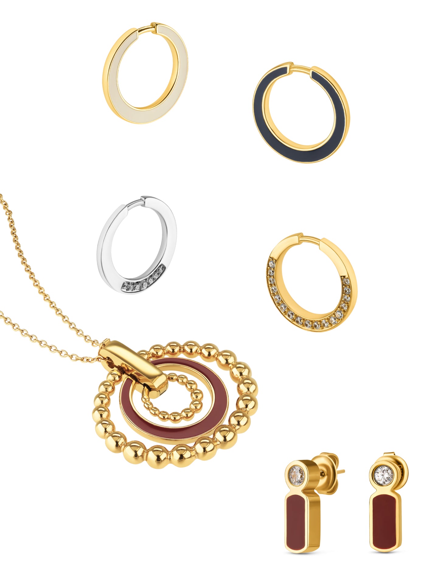 Set Colar & Brincos One Mood Rouge - OJSET17G