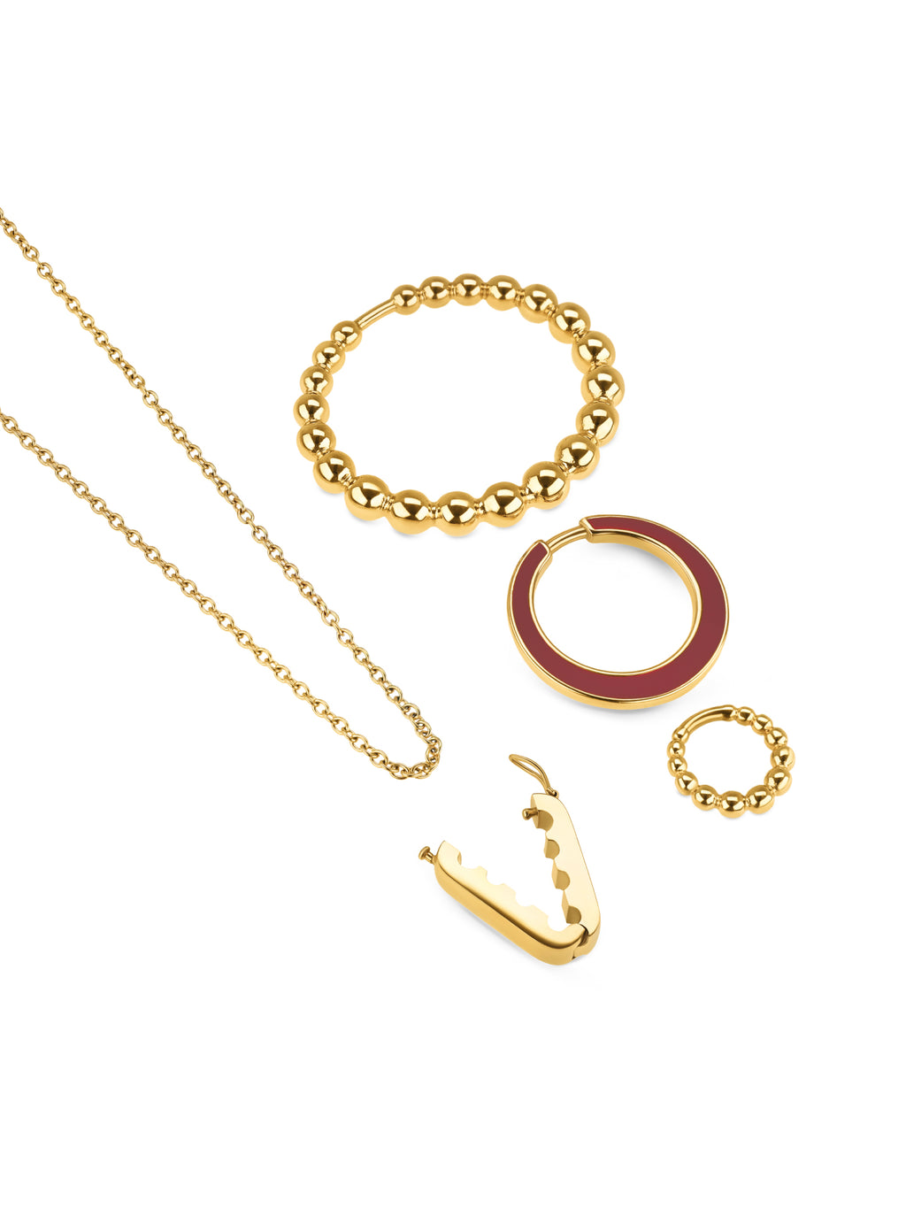 Set Colar e Brincos One Senhora Mood Rouge Gold - OJSET17G