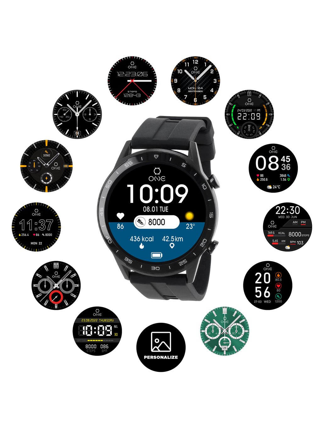 Smartwatch One Men Forceful Black Silicone - OSW0272BS32D