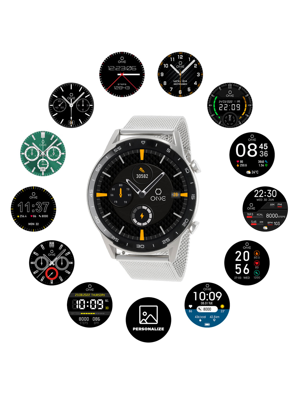 Smartwatch One Men Forceful Silver Mesh - OSW0272SM32D
