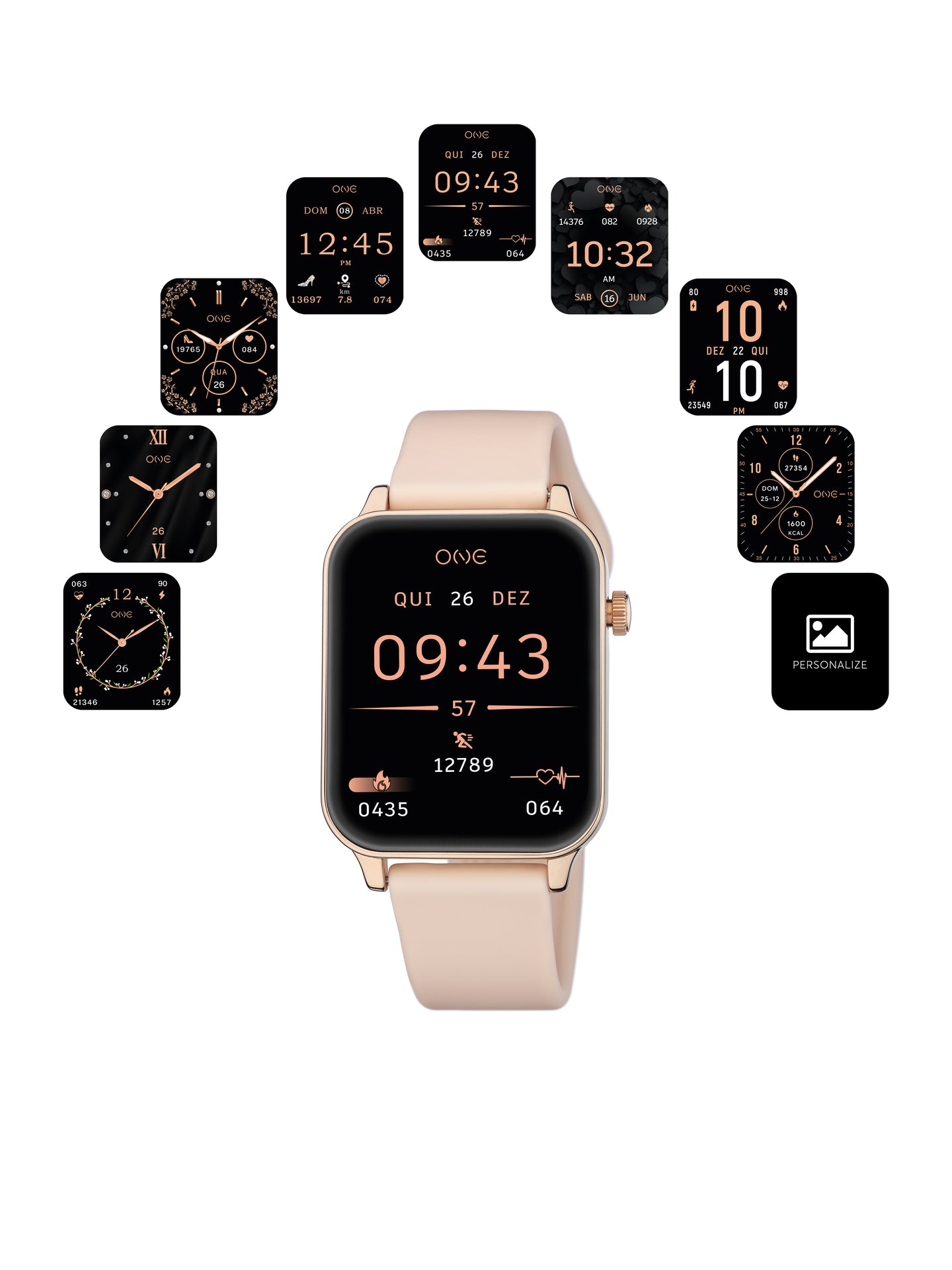 Smartwatch One Frame Rosegold Silicone